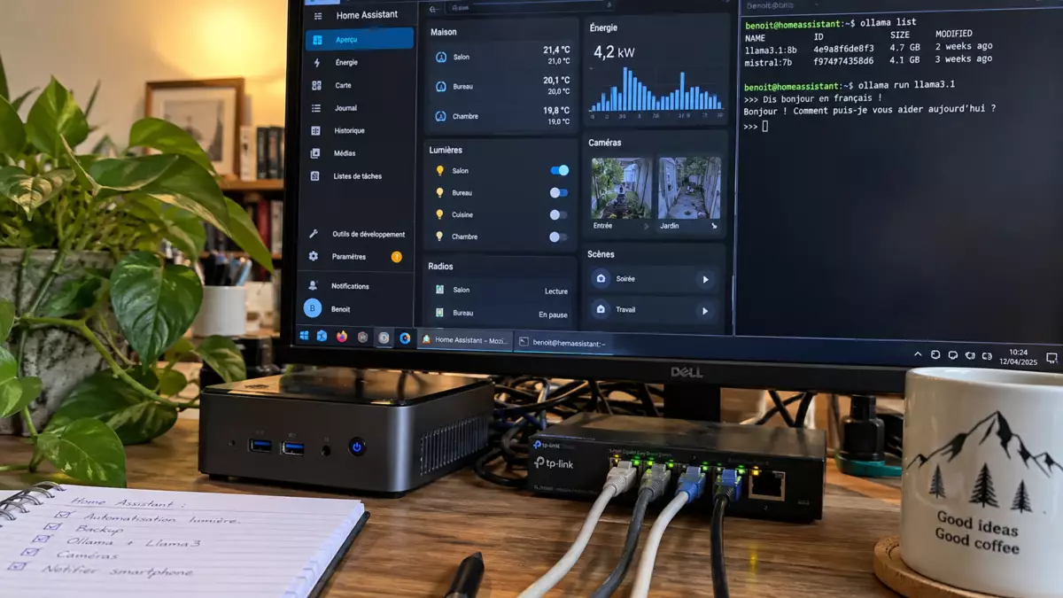 Illustration de l'utilisation de Home Assistant et d'un assistant IA local